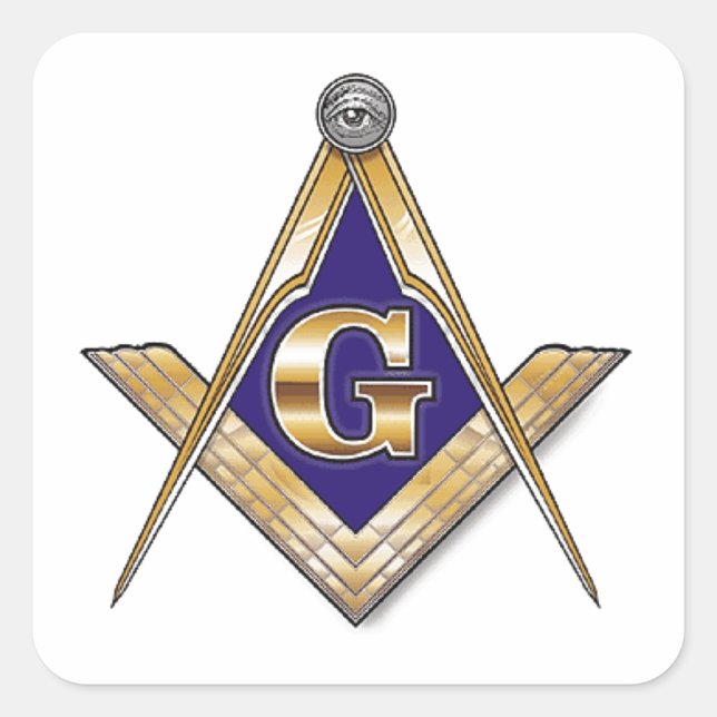 Discreet Blue Square & Compasses Sticker (Front)