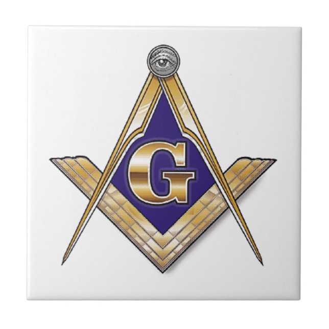 Discreet Blue Square & Compasses Tile (Front)