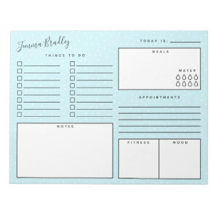 Discreet White Dots Blue Daily Organizer Notepad