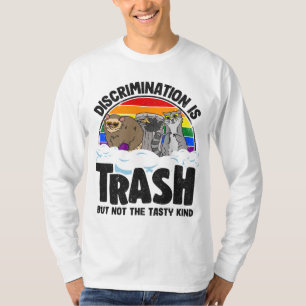 Discrimination Is Trash Gay Pride Raccoon Opossum T-Shirt