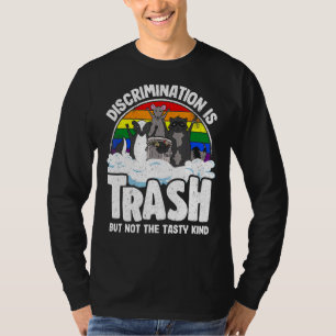 Discrimination Is Trash Gay Pride Raccoon Opossum  T-Shirt