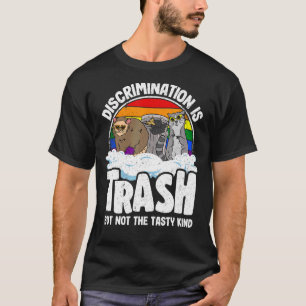 Discrimination Is Trash Gay Pride Raccoon Opossum  T-Shirt