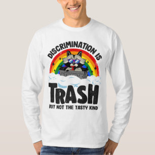 Discrimination Is Trash Raccoon Rainbow Flag Gay P T-Shirt
