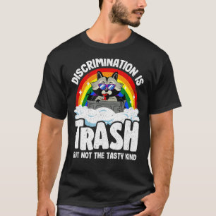 Discrimination Is Trash Raccoon Rainbow Flag Gay P T-Shirt