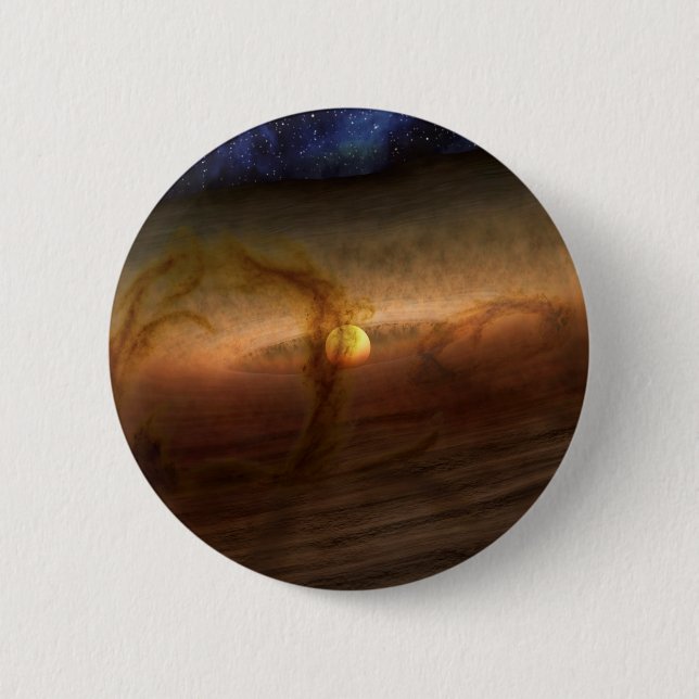 Discs Of Planet-Forming Material Circling Stars. 2 Inch Round Button (Front)