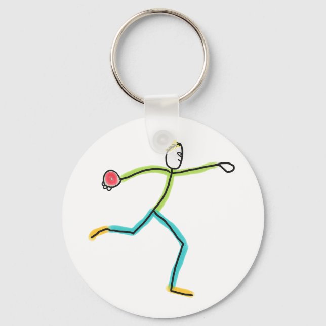 Discus Throw Stickman Keychain (Front)