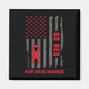 Disease American Flag Go Red Heart Disease Awarene Magnet