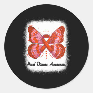 Disease Awareness In February We Wear Red Butterfl Classic Round Sticker