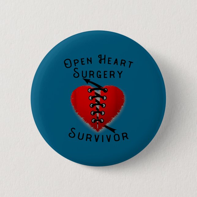 Disease Awareness Open Heart Surgery Survivor Ed H 2 Inch Round Button (Front)