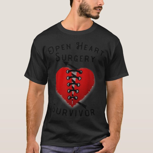 Disease Awareness Open Heart Surgery Survivor Ed H T-Shirt (Front)