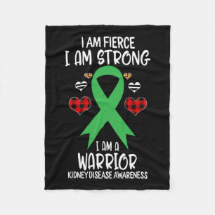 Disease Awareness Ribbon I Am Fierce Strong Warrio Fleece Blanket