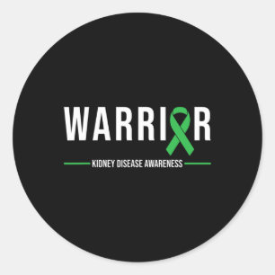 Disease Awareness Warrior Recovery Green Ribbon Classic Round Sticker