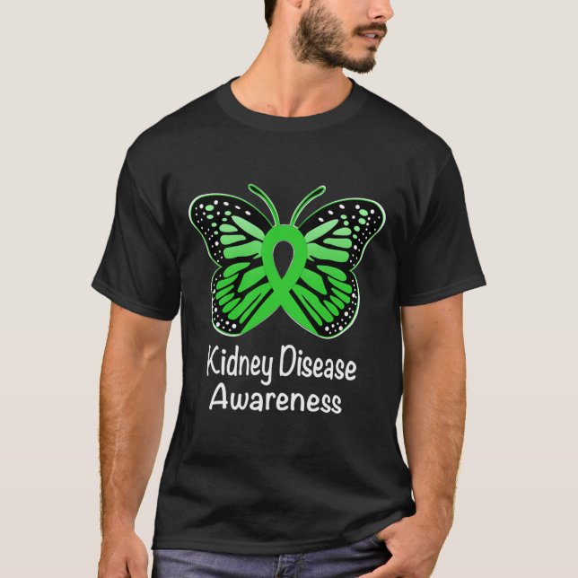 Disease Awareness Warrior Support Green Ribbon  T-Shirt (Front)