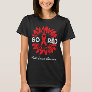 Disease Sunflower Go Red Heart Disease Awareness T-Shirt