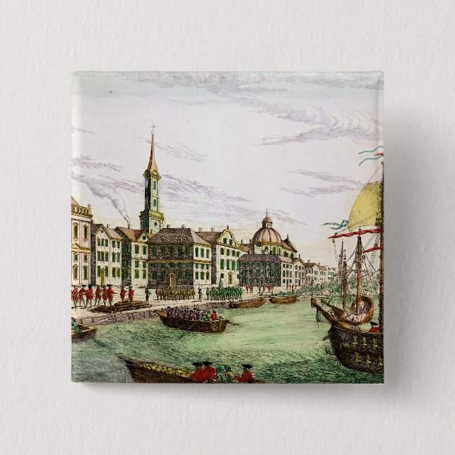 Disembarking of the English Troops 2 Inch Square Button (Front)