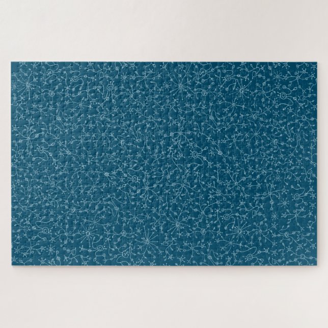 Diseño abstracto en fondo azul. Vegetación alieníg Jigsaw Puzzle (Horizontal)