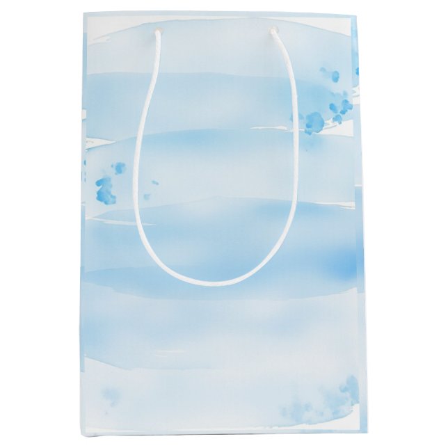 Diseño Acuarela Azul – Fresco, Moderno y Minimalis Medium Gift Bag (Front)