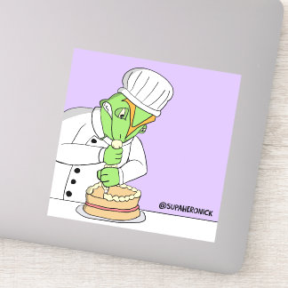 Disgruntled Lizard Chef Cartoon Baker Sticker