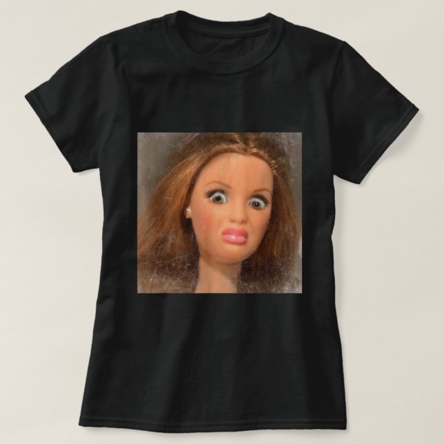Disgusted Doll Face Funny Meme T-Shirt (Design Front)