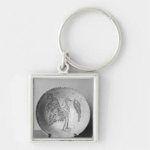 Dish decorated with birds keychain