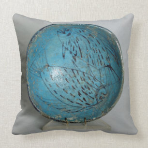 Dish decorated with fish (faience) throw pillow