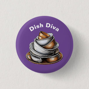 Dish Diva 1 Inch Round Button