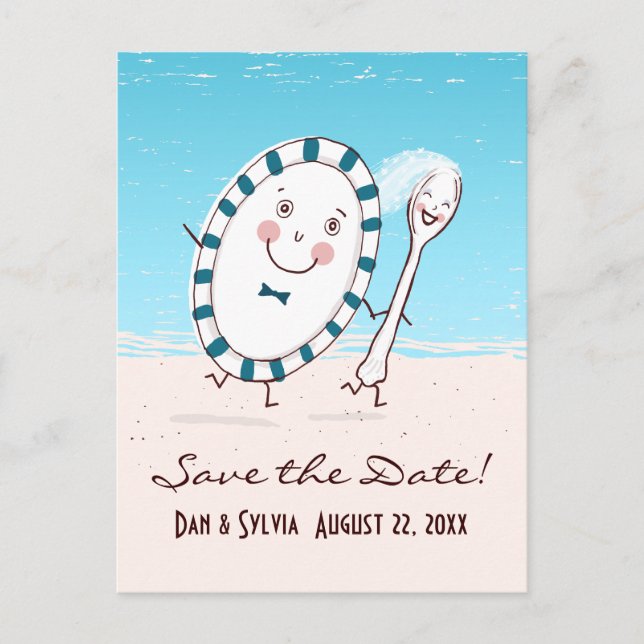 Dish & Spoon Save the Date Announcement Postcard (Front)