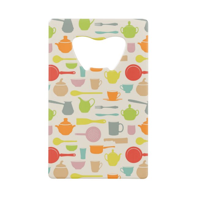Dishes Pattern Credit Card Bottle Opener (Front)