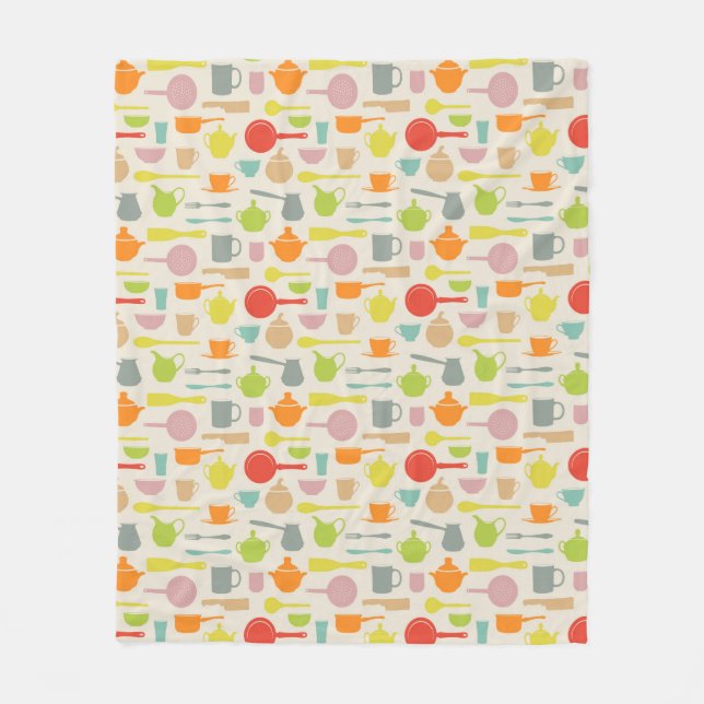Dishes Pattern Fleece Blanket (Front)