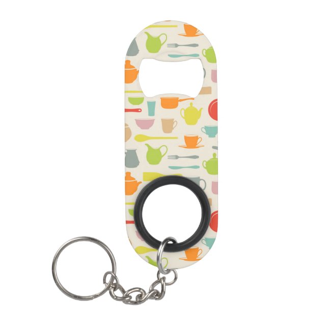 Dishes Pattern Mini Bottle Opener (Front)