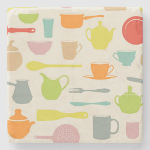 Dishes Pattern Stone Coaster