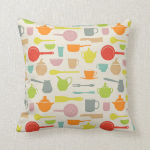 Dishes Pattern Throw Pillow