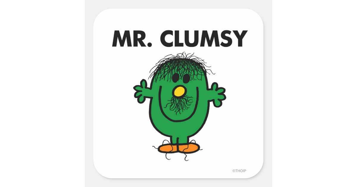 Dishevelled Mr. Clumsy Square Sticker | Zazzle.ca