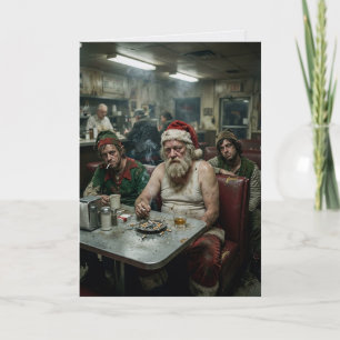 Dishevelled Santa Diner Dark Humour Card
