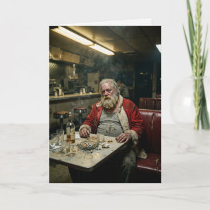 Dishevelled Santa Diner Smoking Dark Humour Card