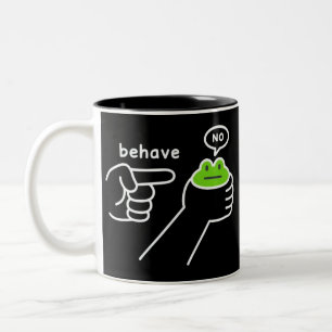 Dishonest Frog Frog Meme Behave No Cartoon  Two-Tone Coffee Mug
