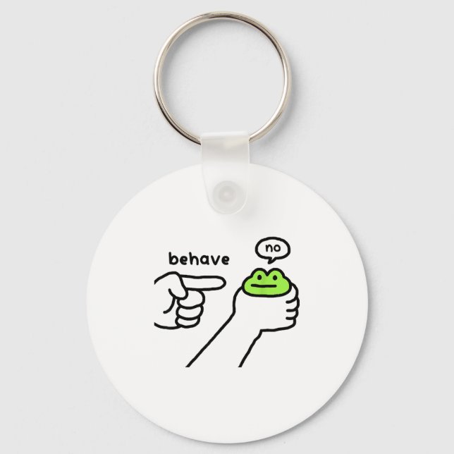 Dishonest Frog Funny Frog Meme Behave No Cartoon D Keychain (Front)