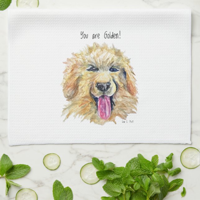 Dishtowel for kitchen with Golden/Doodle/Retriever Kitchen Towel (Folded)