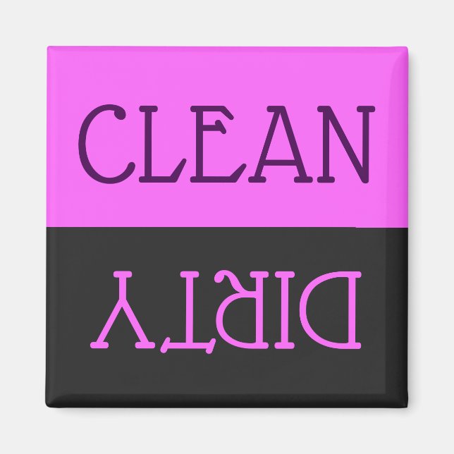 Dishwasher Clean Dirty Dishes Purple Black Kitchen Magnet (Front)