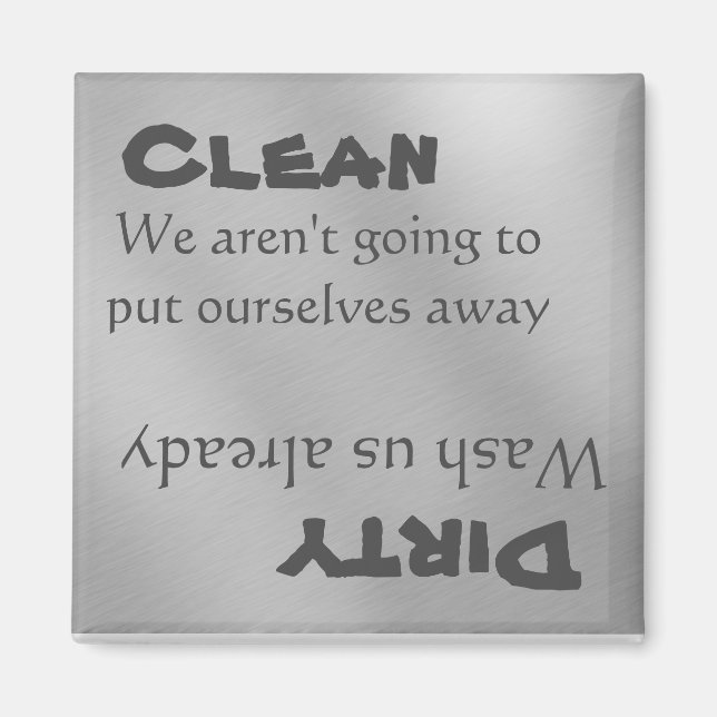 Dishwasher Clean Dirty Magnet Funny Metal (Front)
