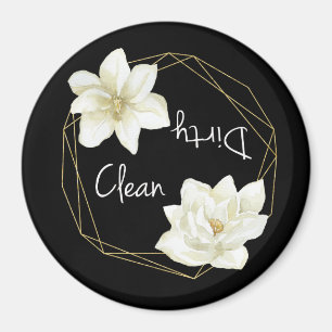 Dishwasher Clean Dirty Magnolia Flower Elegant Magnet