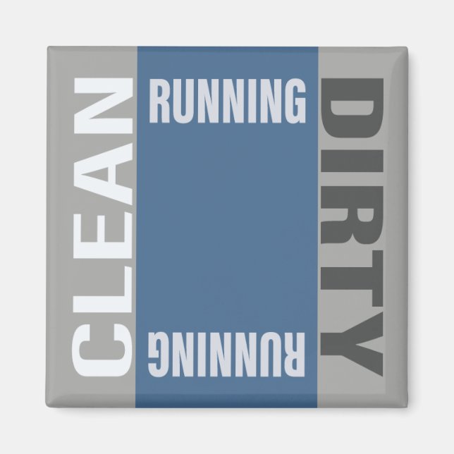 Dishwasher Clean Dirty Running Modern Blue Gray Magnet (Front)