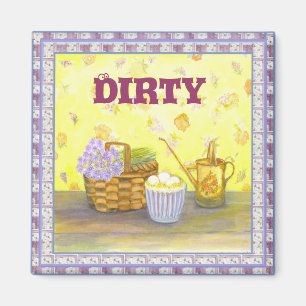 Dishwasher Magnet #2 "Dirty" on Eggs & Flowers
