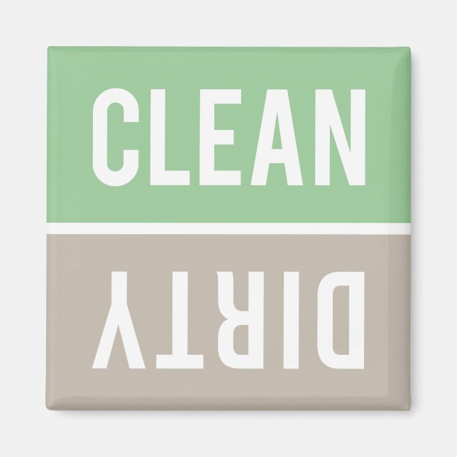 Dishwasher Magnet CLEAN | DIRTY - Green Taupe (Front)
