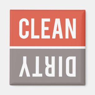 Dishwasher Magnet CLEAN DIRTY - Red Orange Grey