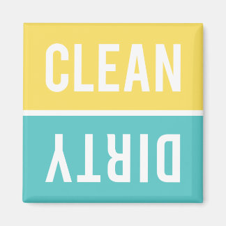 Dishwasher Magnet CLEAN | DIRTY - Yellow & Aqua