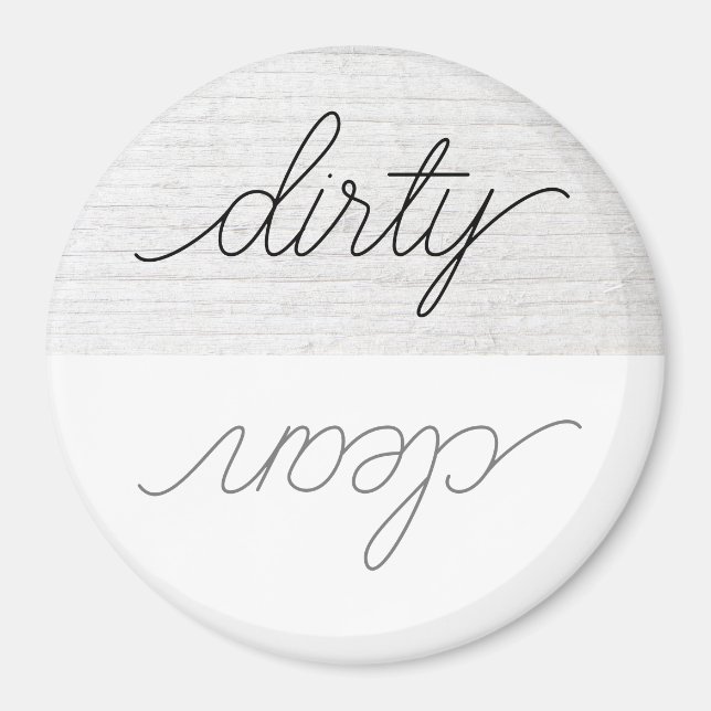 Dishwasher Magnet Dirty Clean Modern Wood (Front)