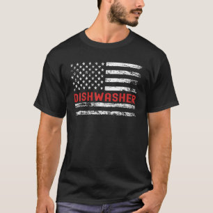 Dishwasher USA Flag Profession Retro Job Title T-Shirt