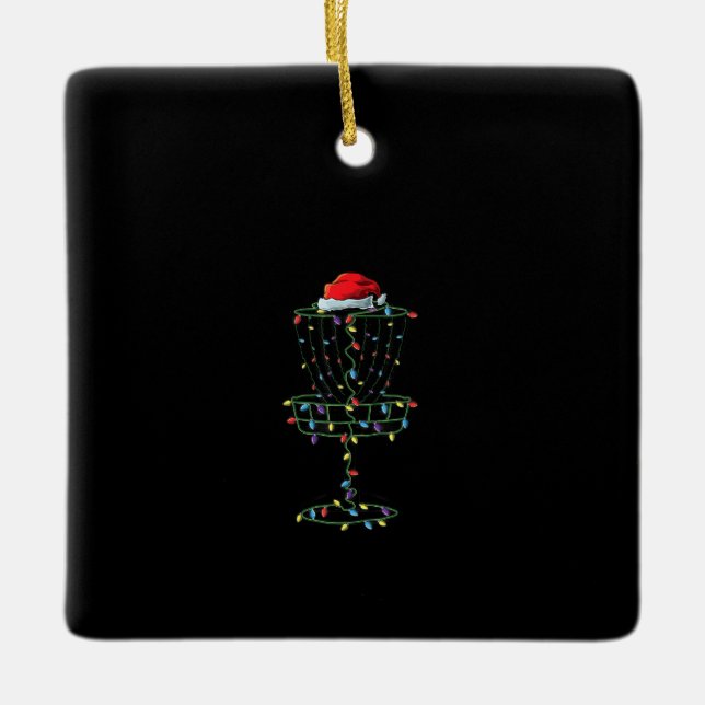 Disk Golf Basket Santa Disk Golf Frisbee Golfer Ceramic Ornament (Front)