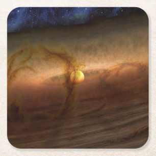 Disks Of Planet-Forming Material Circling Stars. Square Paper Coaster